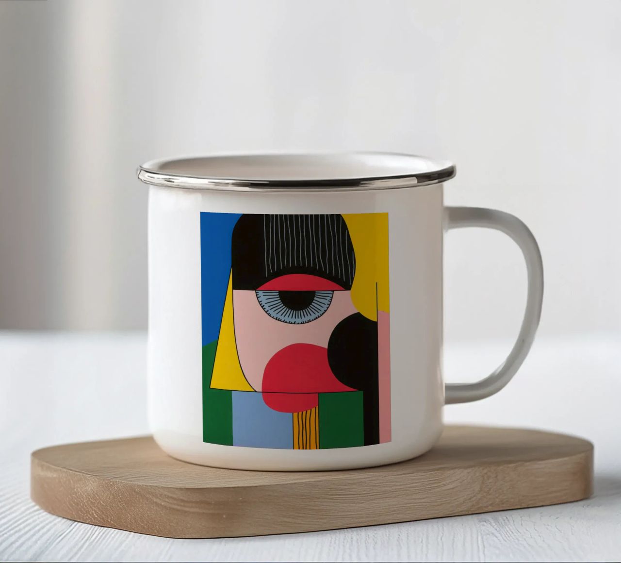 Volto geometrico Pop-Art tazza in smalto da Geometric