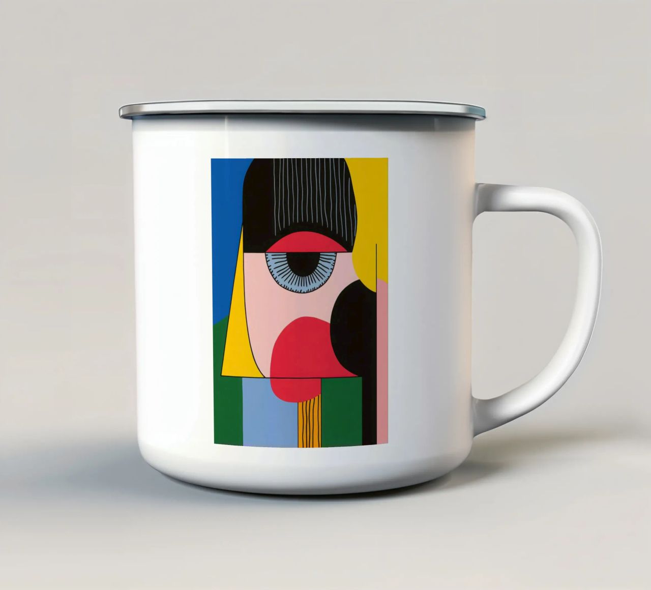 Volto geometrico Pop-Art tazza in smalto da Geometric