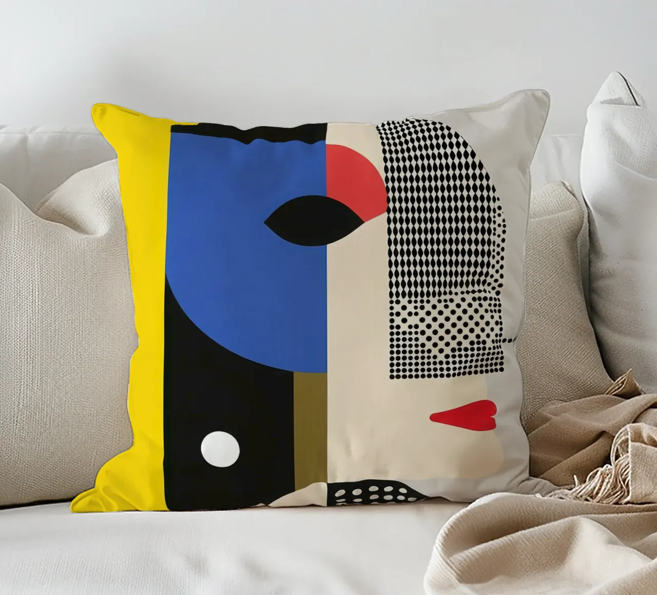 Modernist Profile in Points decorative cushion by Geometric