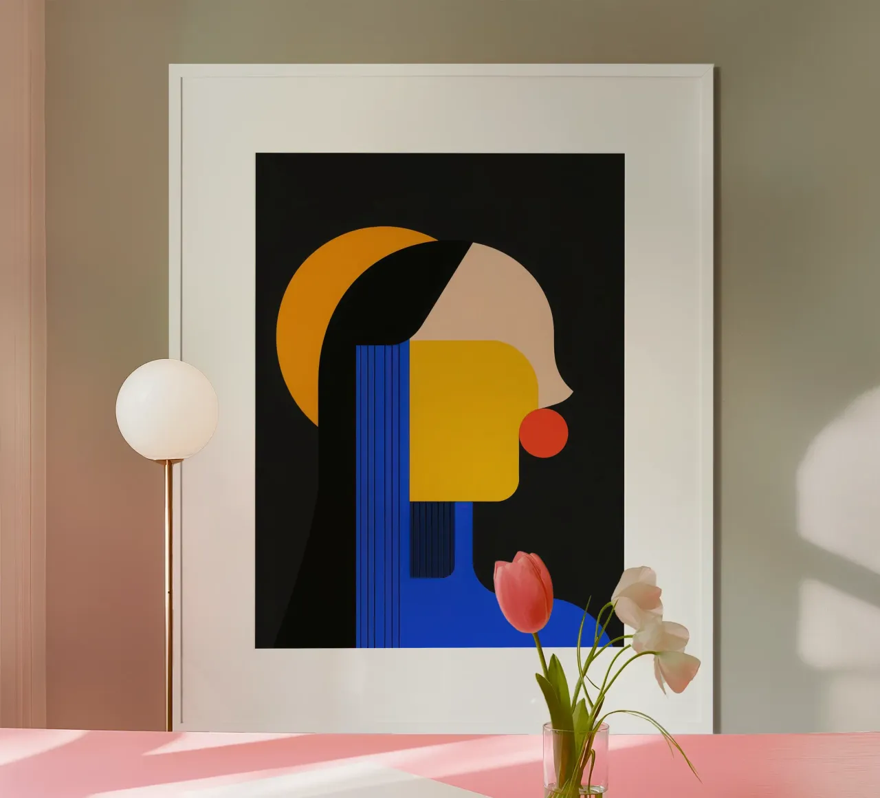 Profilo geometrico notturno poster con telaio in legno da Geometric
