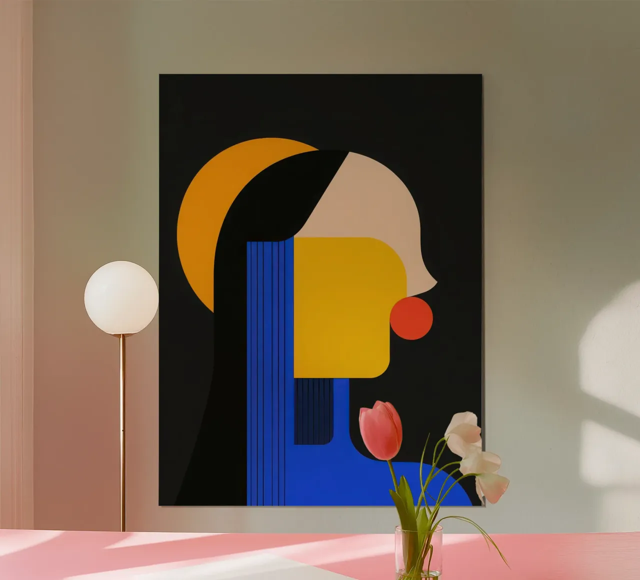 Profilo geometrico notturno poster con telaio in legno da Geometric