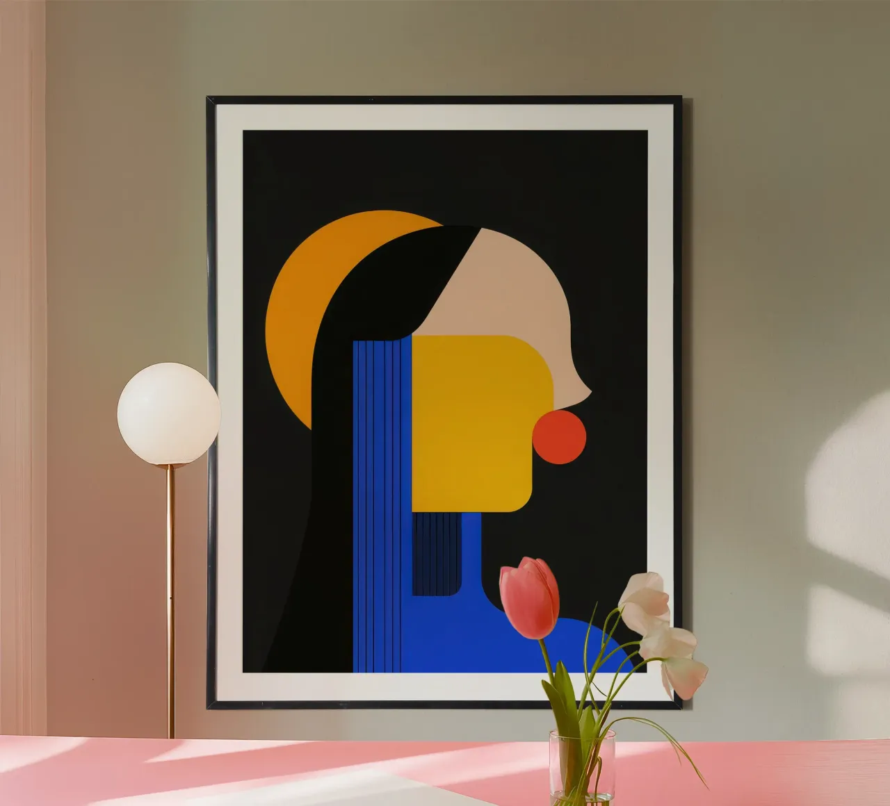 Profilo geometrico notturno poster con telaio in legno da Geometric