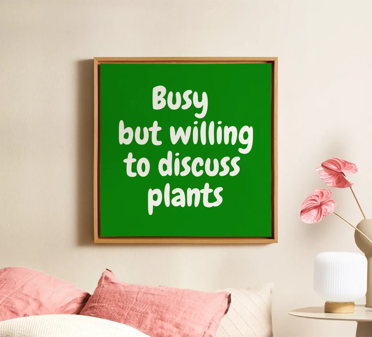 Busy but willing to discuss plants tela con Cornice a cassetta da happieeagle