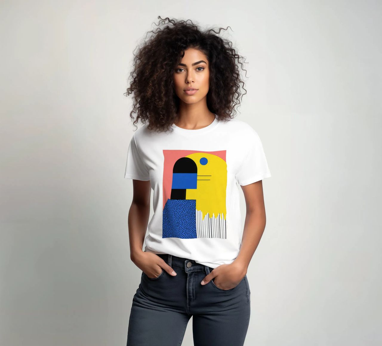 Abstract composition with dots t-shirt by Geometric