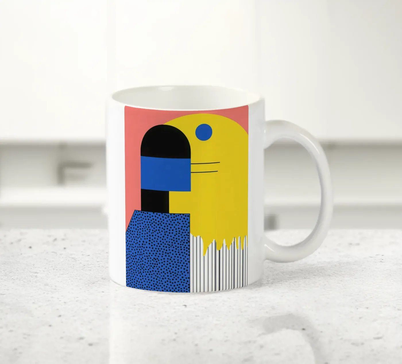Abstract composition with dots ceramic mug by Geometric