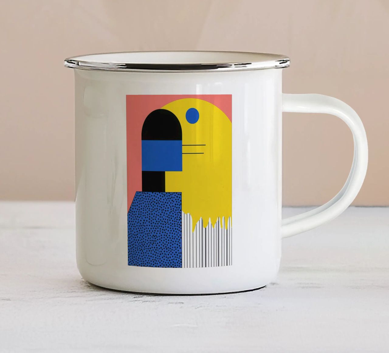 Abstract composition with dots enamel mug by Geometric