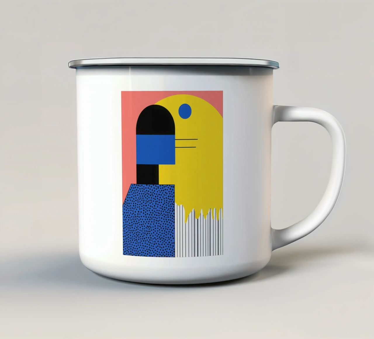 Abstract composition with dots enamel mug by Geometric