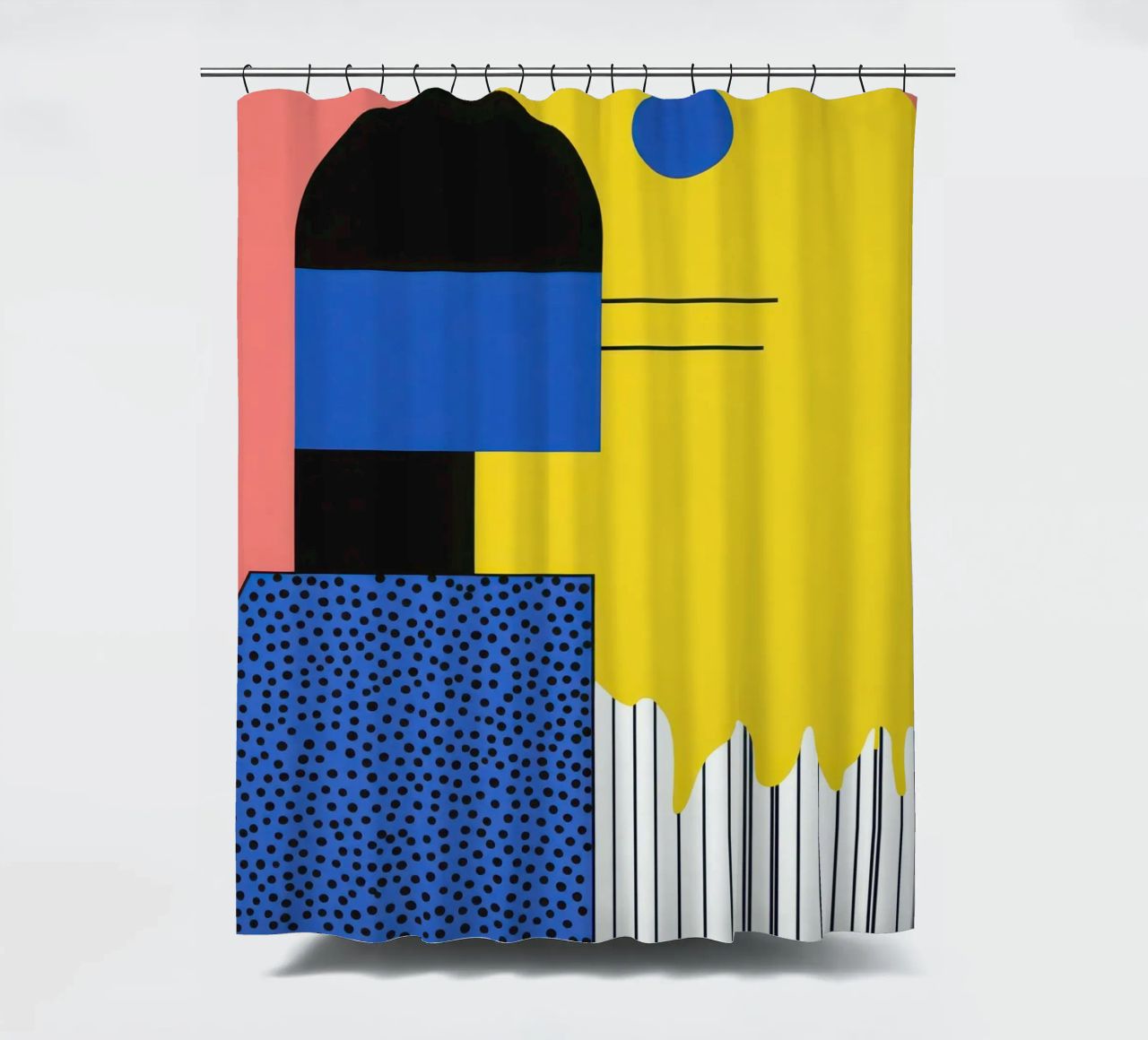 Abstract composition with dots shower curtain by Geometric