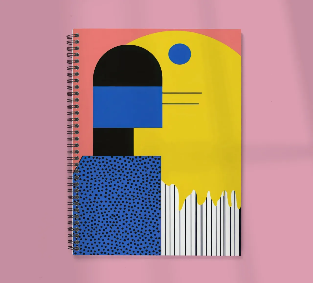Composición abstracta con puntos cuaderno de espiral de Geometric
