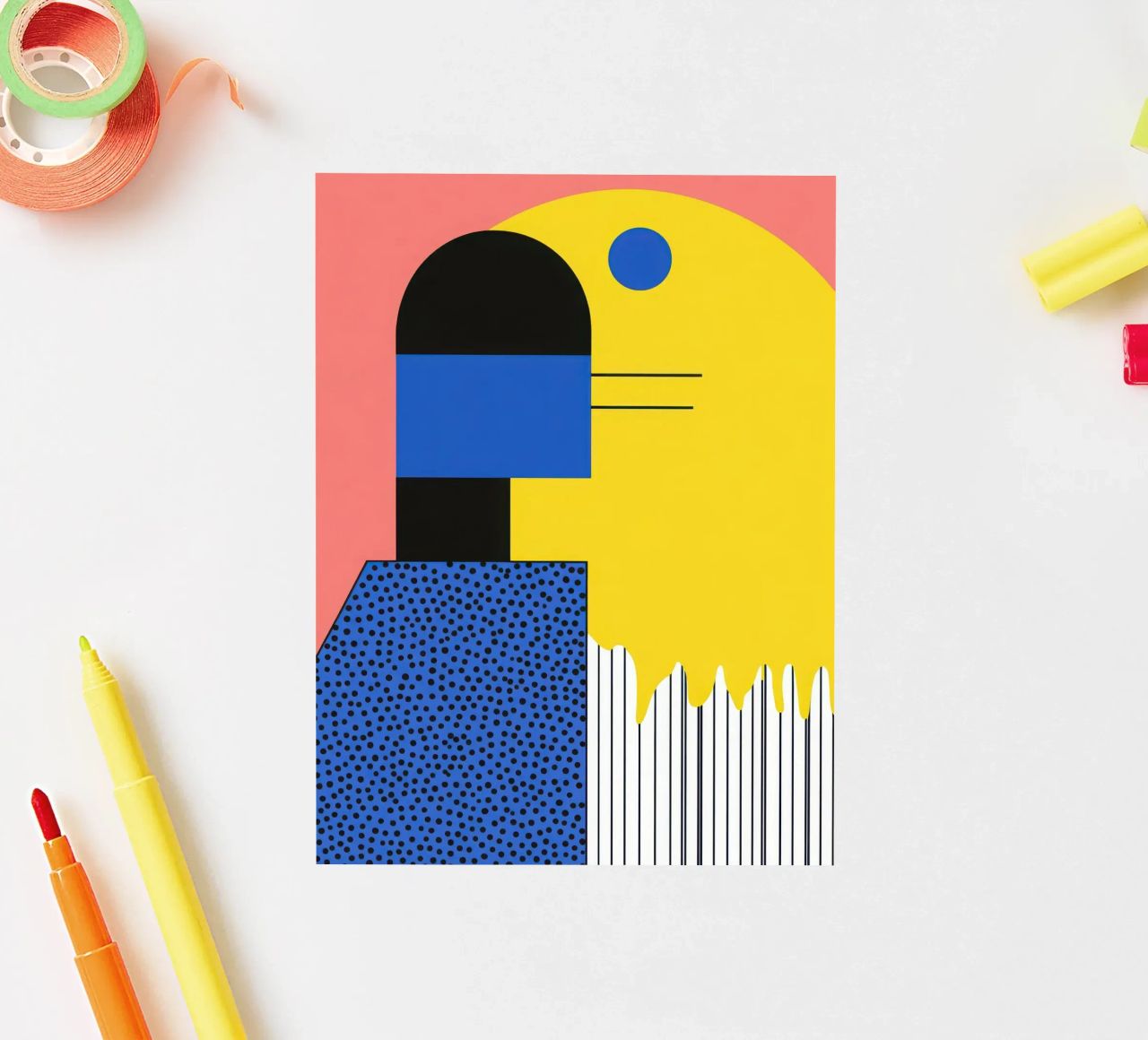 Abstract composition with dots sticker by Geometric