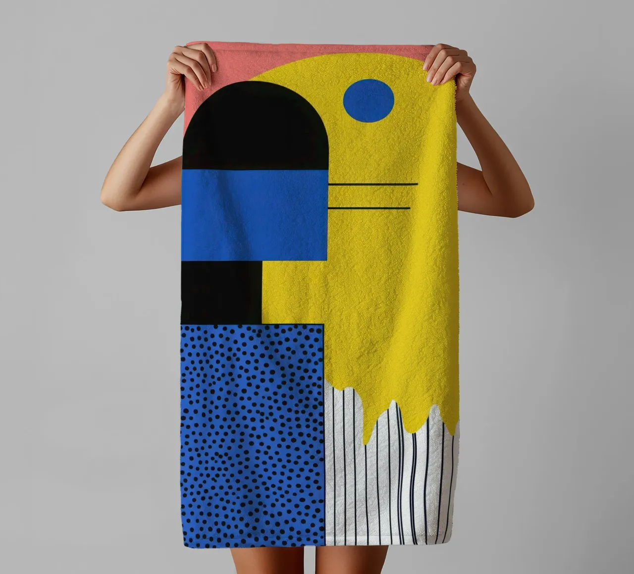 Abstrakte Komposition mit Punkten Handtuch von Geometric