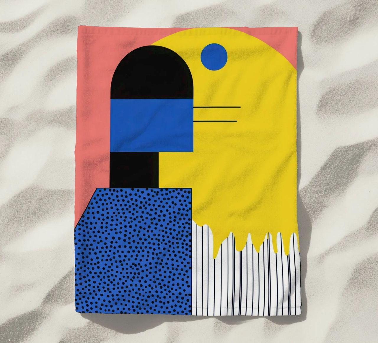 Abstract composition with dots beach towel by Geometric