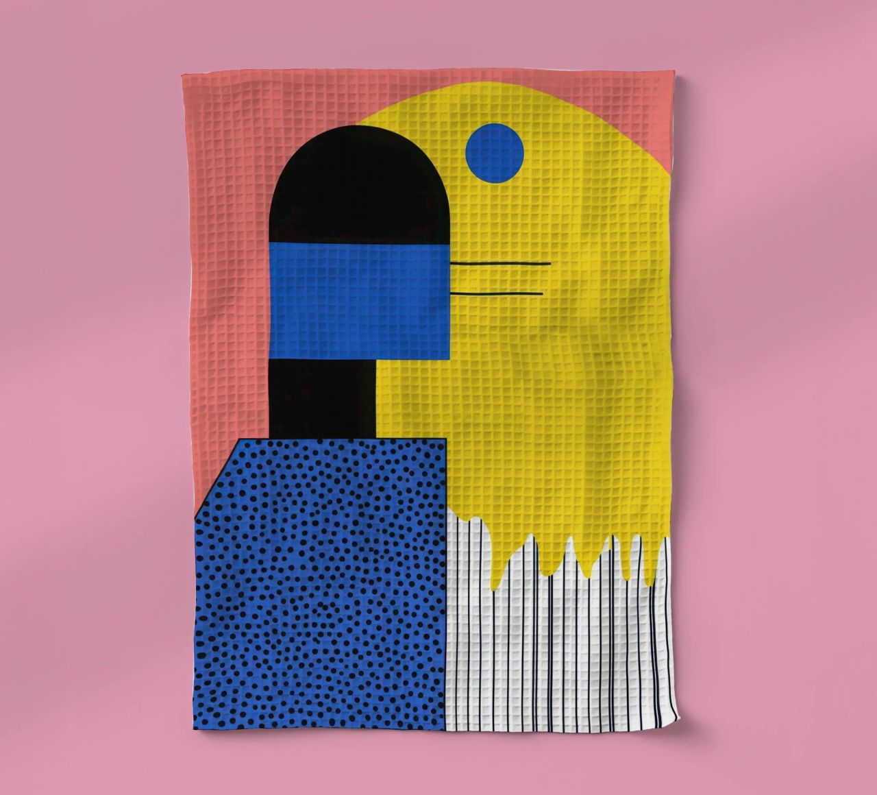 Abstract composition with dots tea towel by Geometric