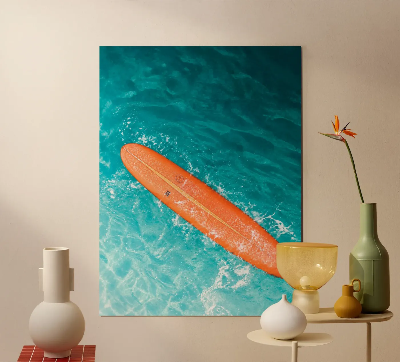 Orange surfboard poster da Vale Studio