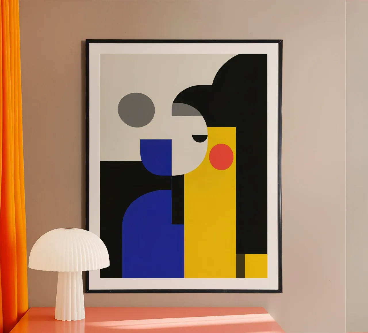 Visage Abstrait poster con telaio in legno da Geometric