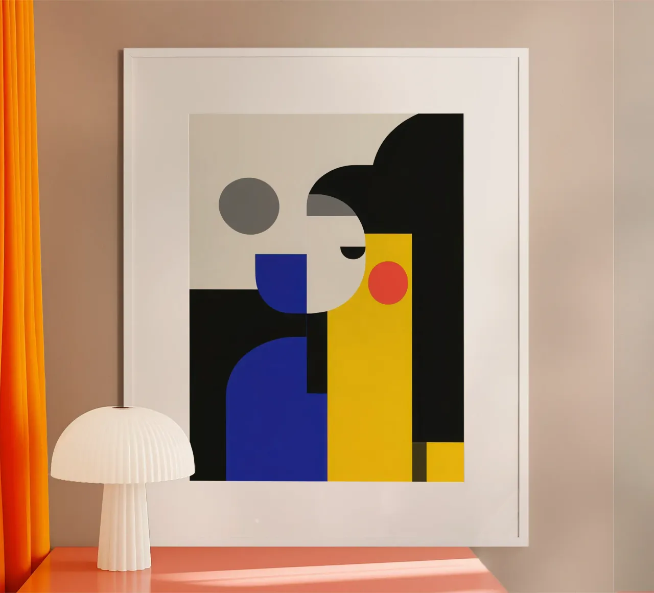 Visage Abstrait poster con telaio in legno da Geometric
