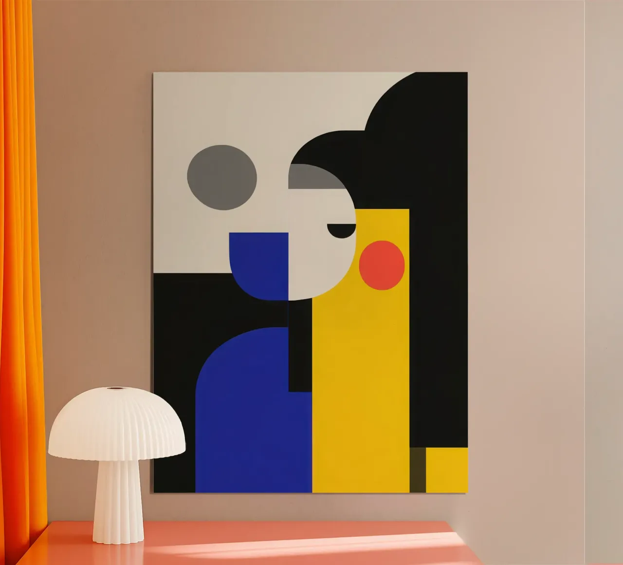 Visage Abstrait poster con telaio in legno da Geometric