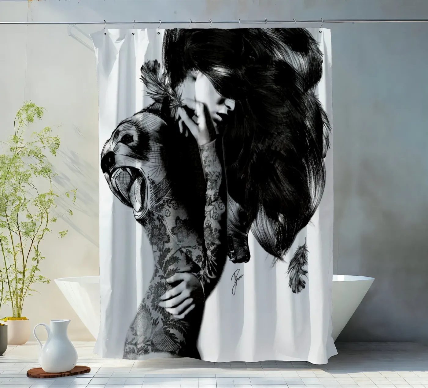 Bear 2 Duschvorhang von Jenny Liz Rome