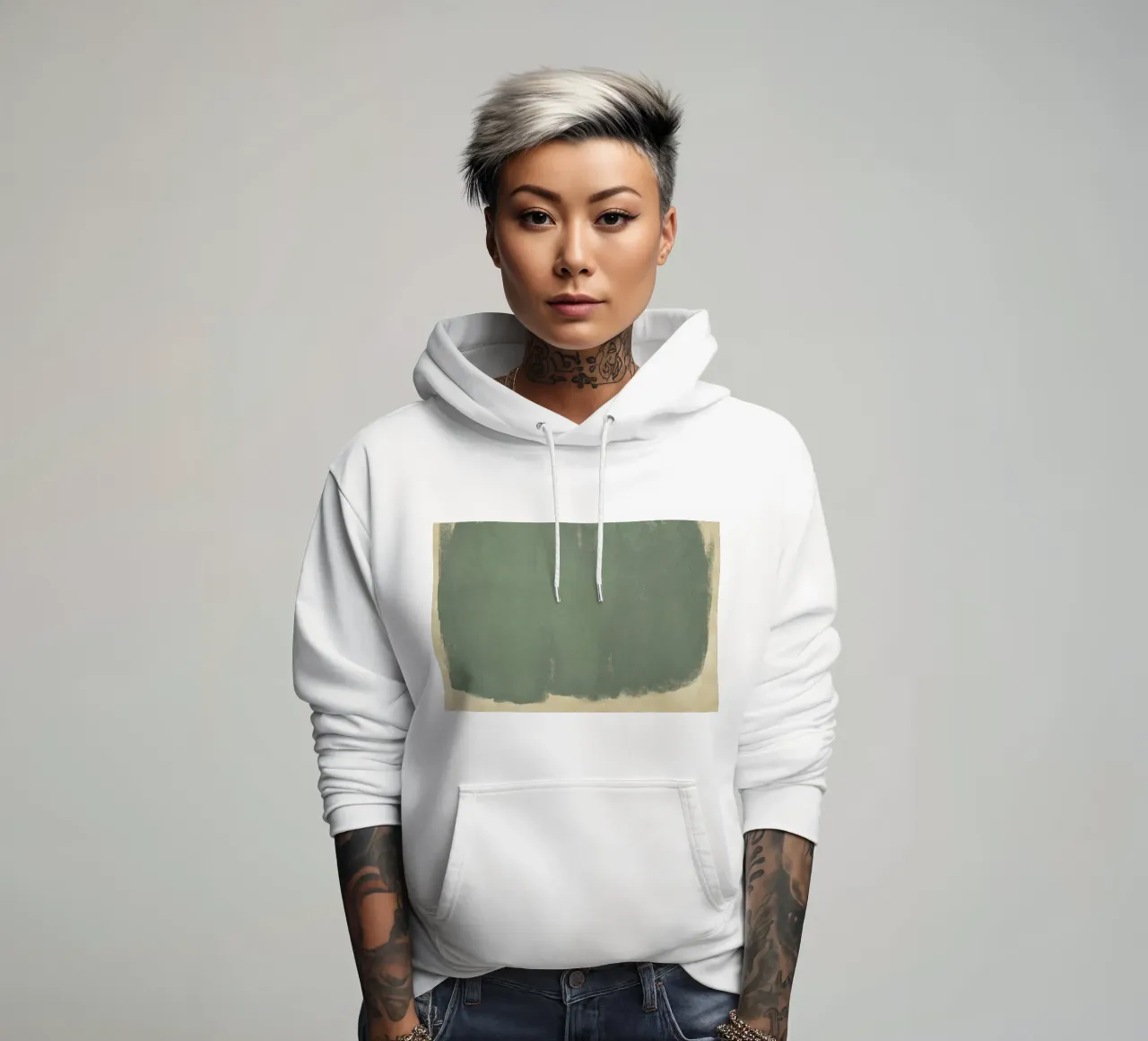 Minimal Abstract Green Colorfield 01 felpa con cappuccio da amini54