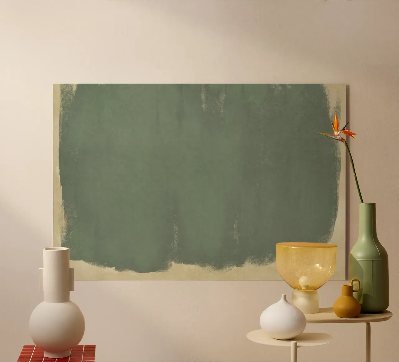 Minimal Abstract Green Colorfield 01 plexiglass da amini54