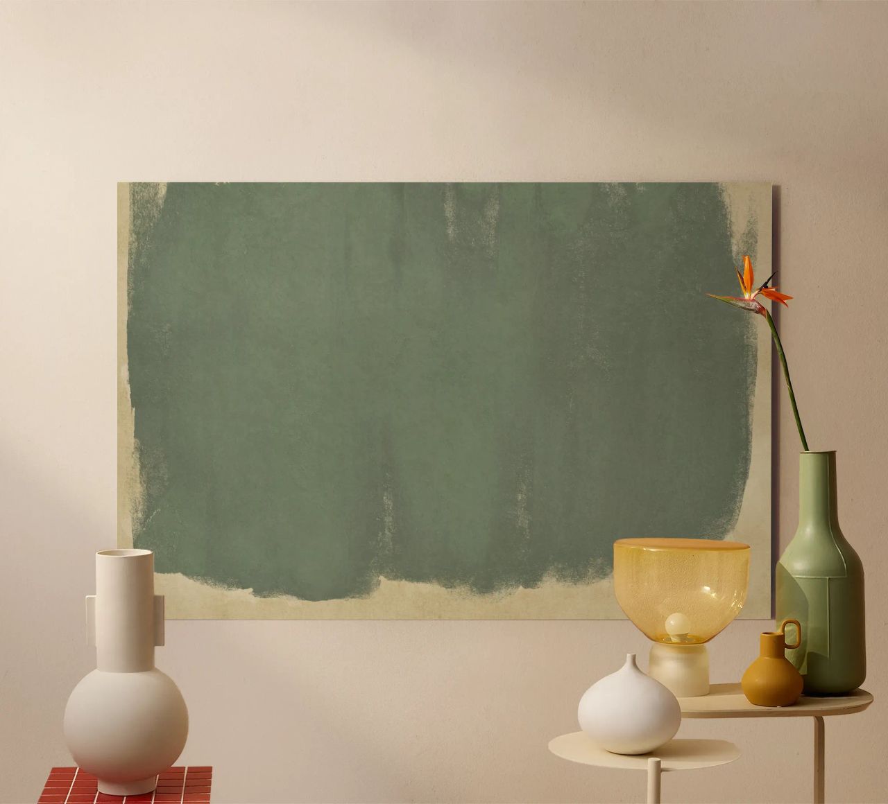 Minimal Abstract Green Colorfield 01 alluminio dibond da amini54