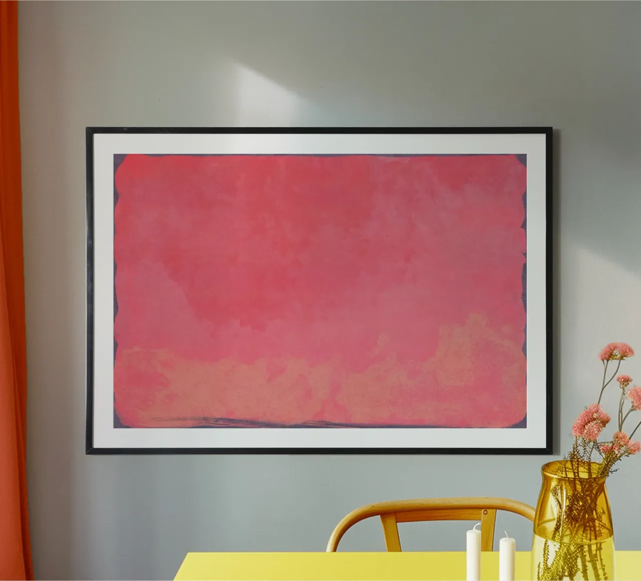 Minimalistisch abstract fuschia kleurveld 01 hahnemühle van amini54