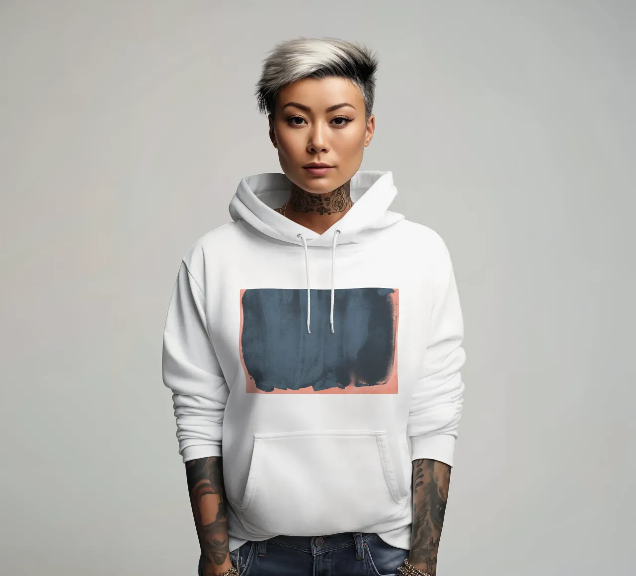 Minimal Abstract Blue Colorfield 05 felpa con cappuccio da amini54