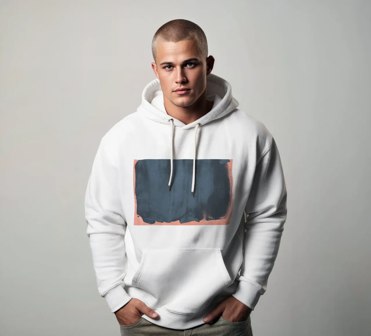 Minimal Abstract Blue Colorfield 05 felpa con cappuccio da amini54