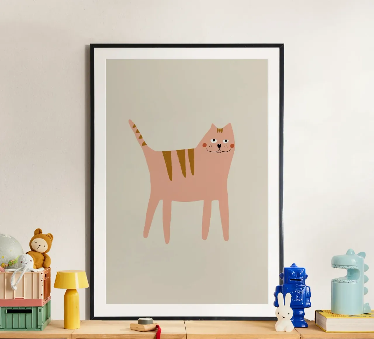 Pink Cat poster con telaio in alluminio da AleksandraAnna