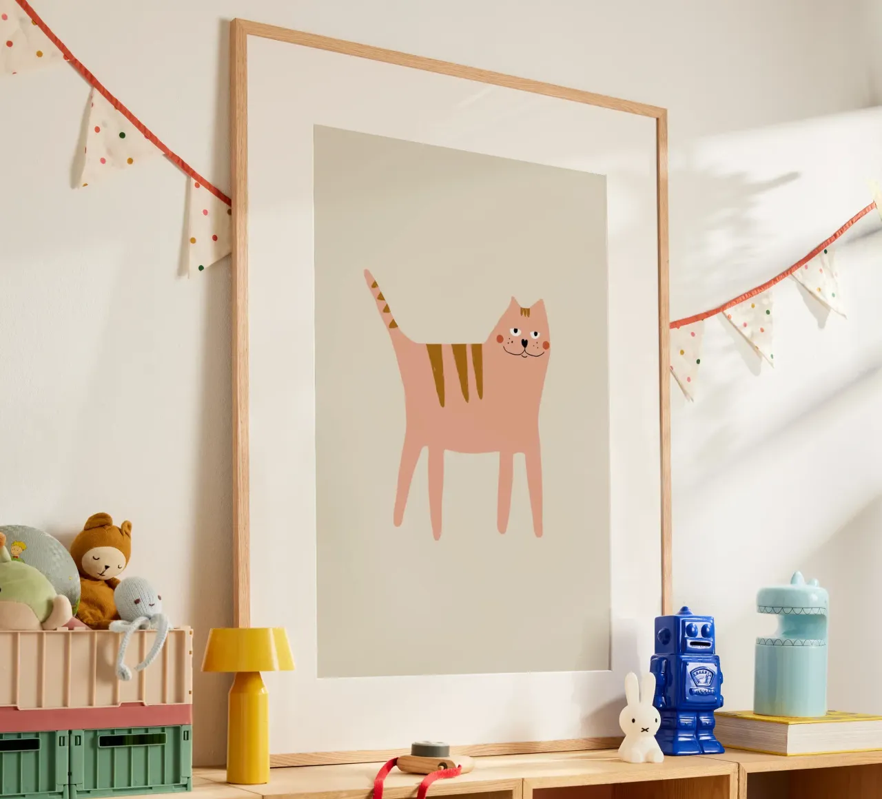 Pink Cat poster con telaio in alluminio da AleksandraAnna