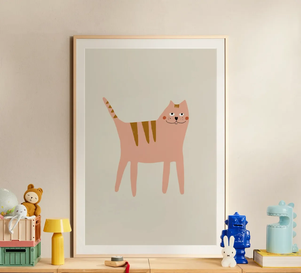 Pink Cat poster con telaio in alluminio da AleksandraAnna