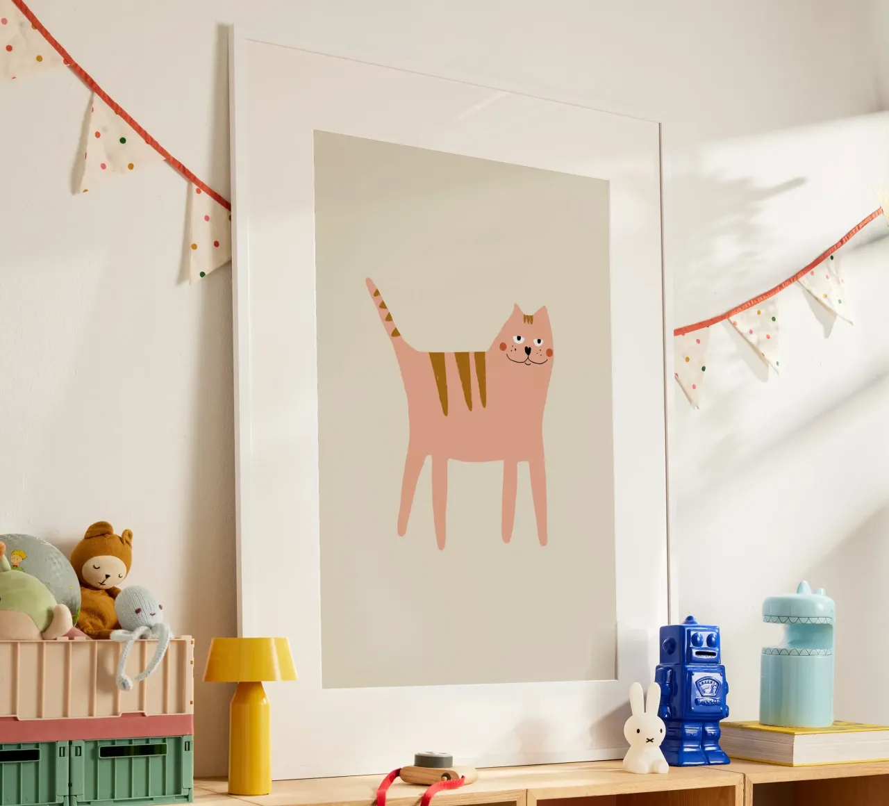 Pink Cat poster con telaio in alluminio da AleksandraAnna