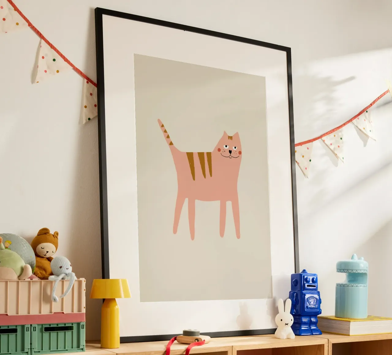 Pink Cat poster con telaio in alluminio da AleksandraAnna