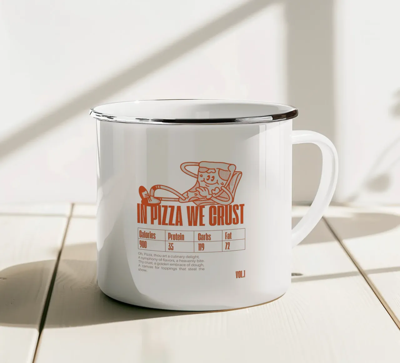IN PIZZA WE CRUST tazza in smalto da Einfach Uebel