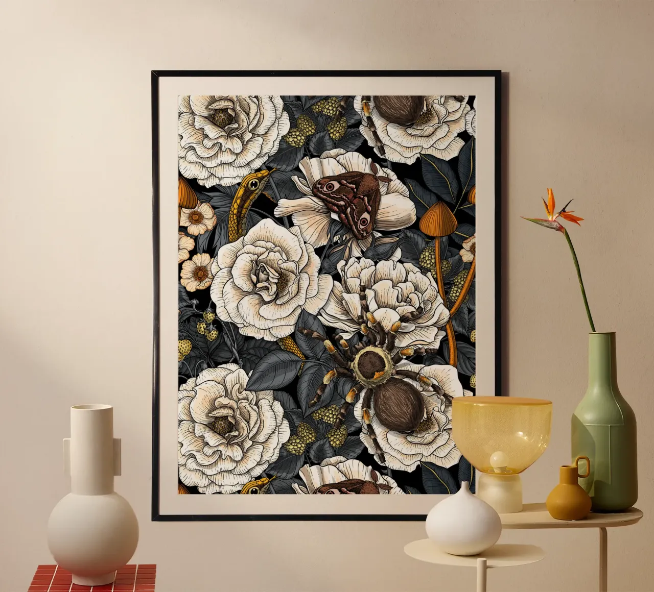 Giardino da sogno in bianco e grigio poster da Painted Nature