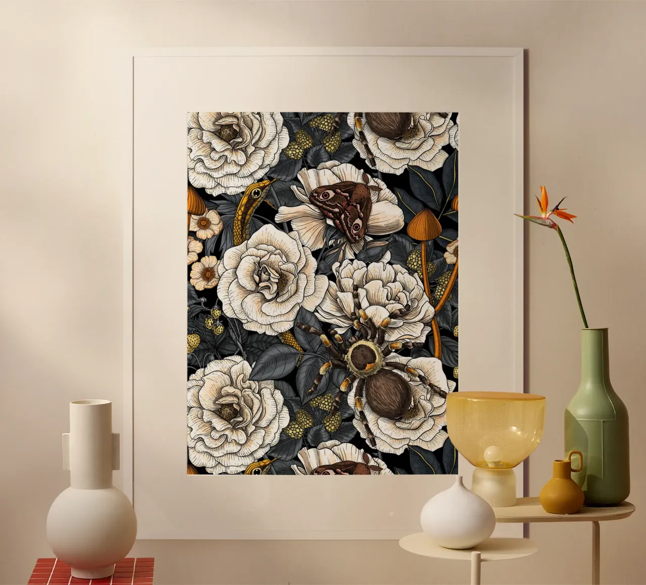 Giardino da sogno in bianco e grigio poster da Painted Nature