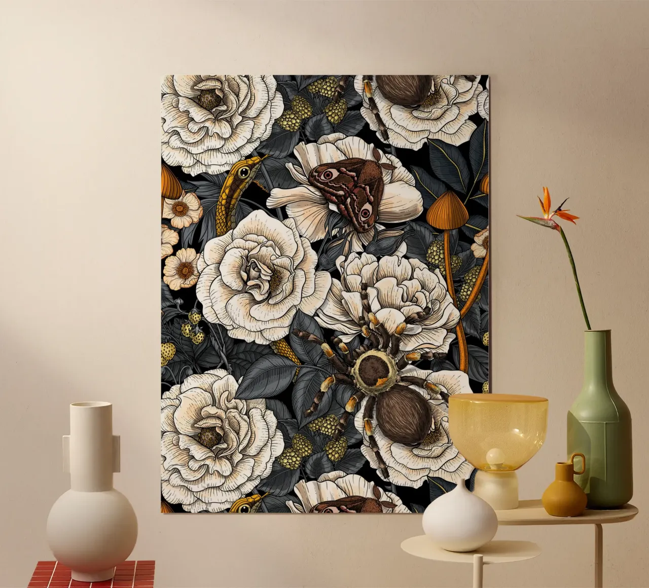 Giardino da sogno in bianco e grigio poster da Painted Nature
