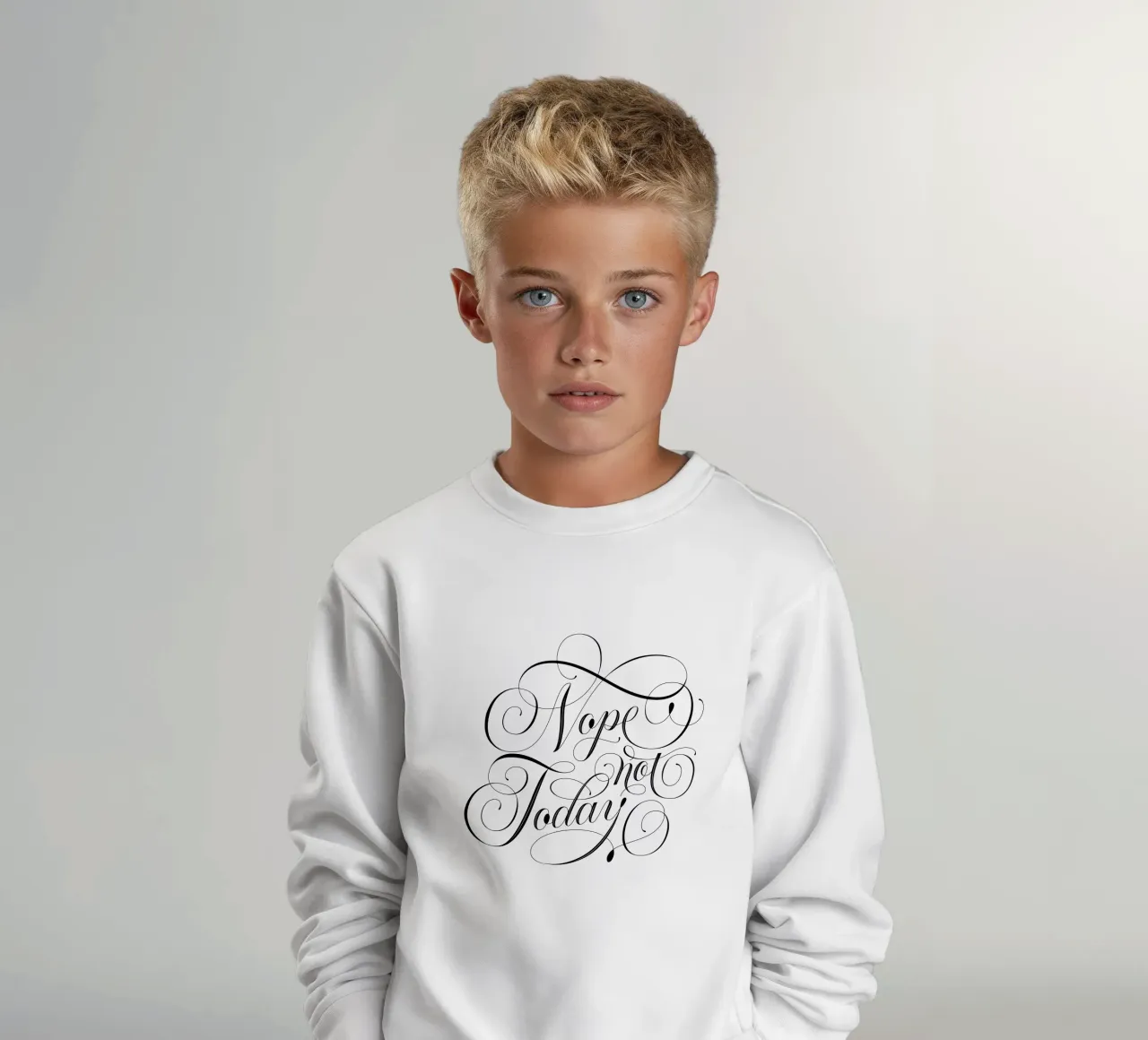 No. Non oggi. Non oggi. Divertente con la calligrafia felpa bambino da CalliLetters