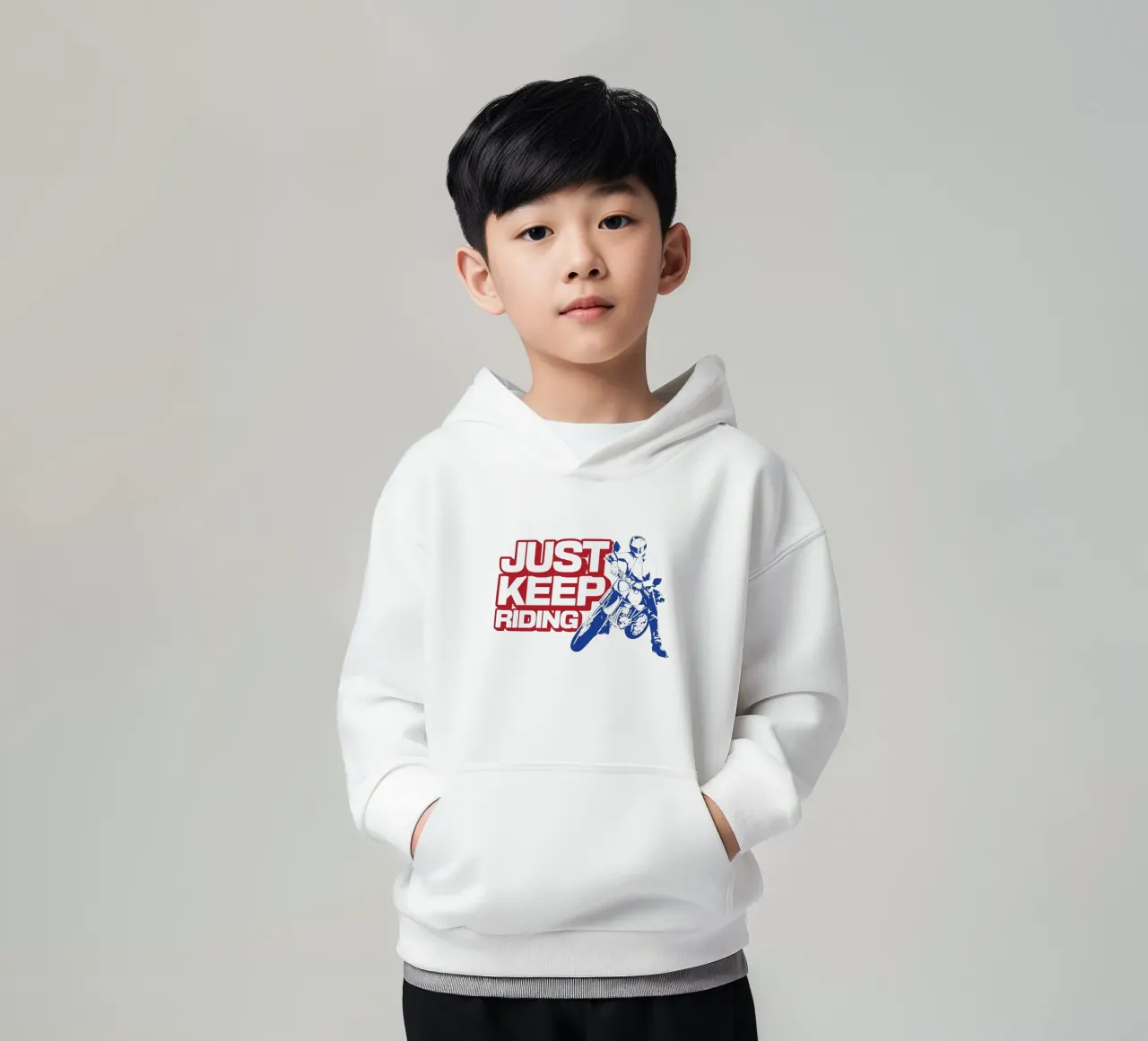 Just Keep Riding kids hoodie by Gunawan Rb
