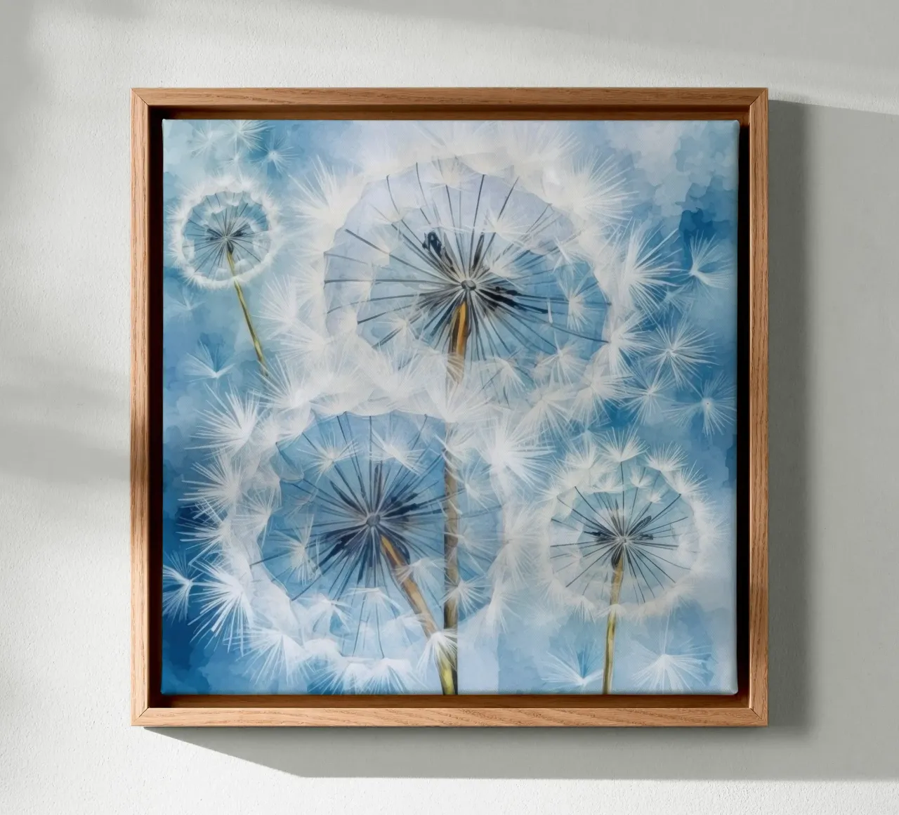 Soft Seeds in Flight canvas with Floater frame by Modern Muse