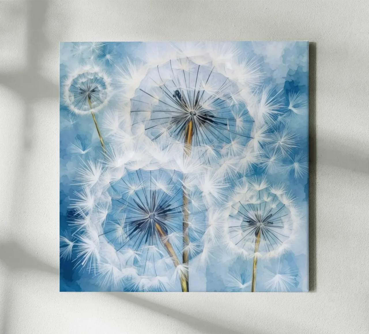 Soft Seeds in Flight canvas with Floater frame by Modern Muse