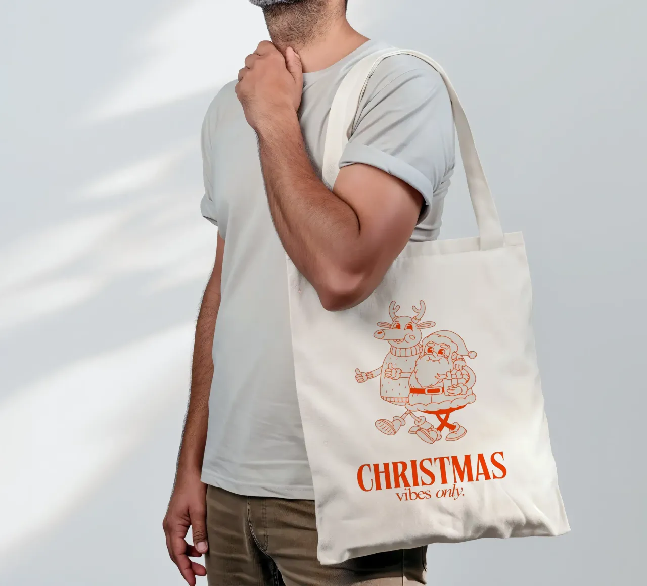 CHRISTMAS VIBES ONLY borsa in juta da Einfach Uebel