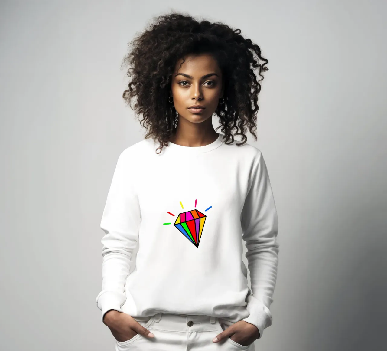 Rainbow colorful diamond felpa da happieeagle