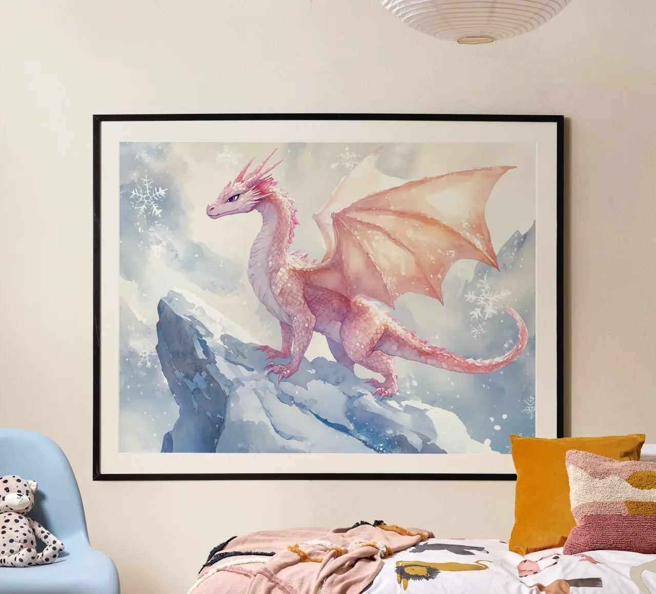 Der Geist des Eisdrachens Poster mit Aluminium Rahmen von Théïa's Fantasia World