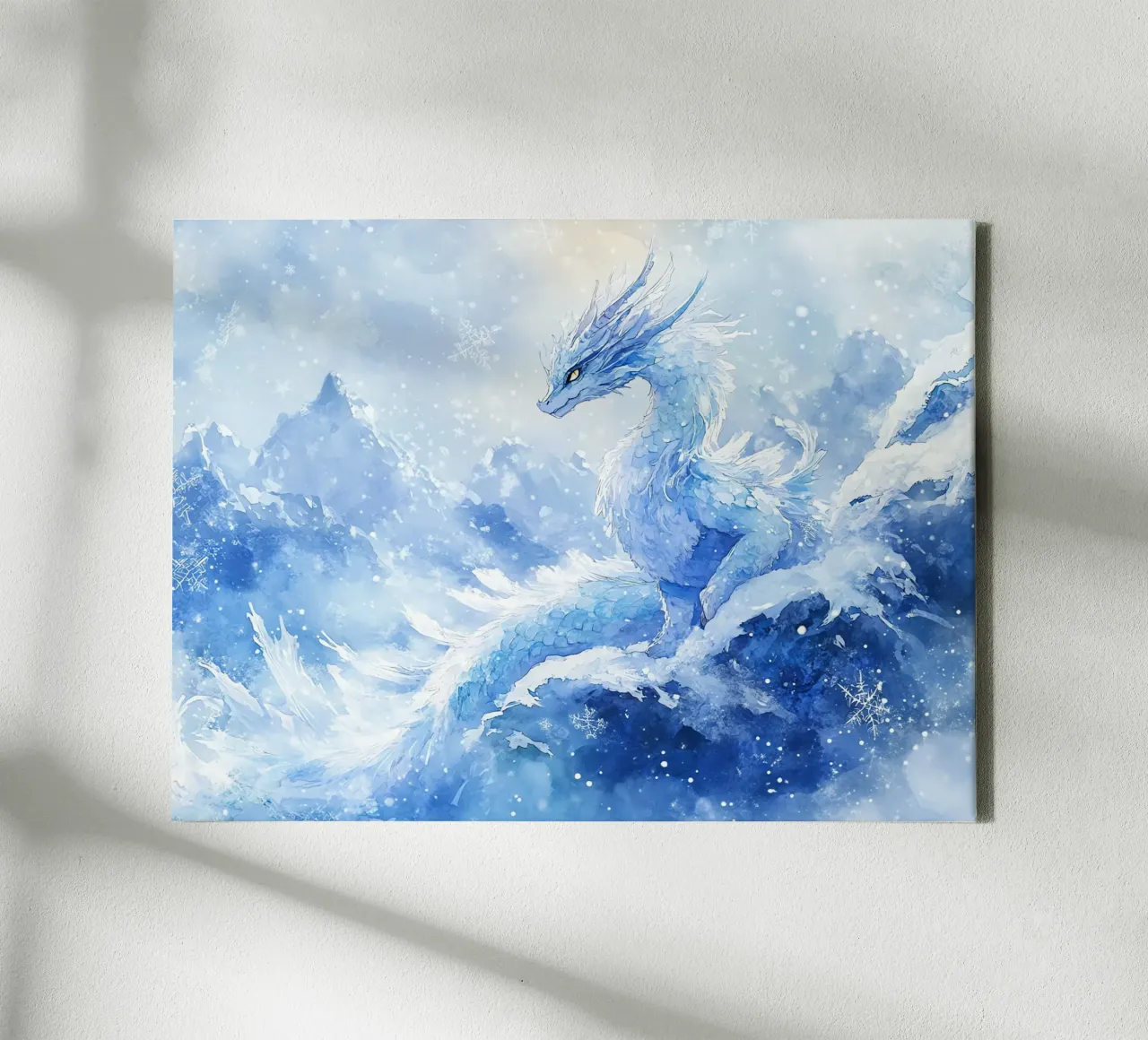 Der Geist des Eisdrachens Leinwand mit Schattenfugenrahmen von Théïa's Fantasia World
