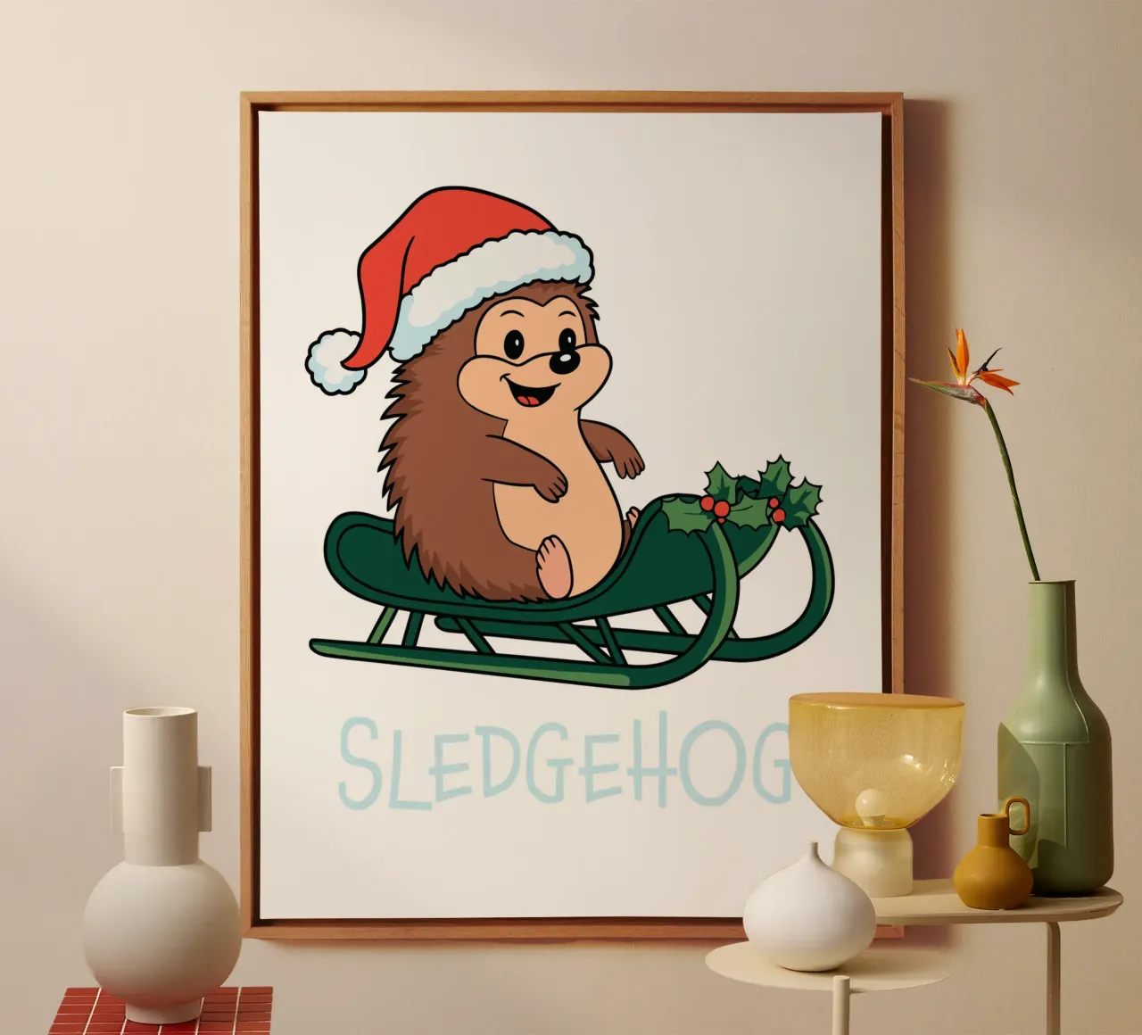 SLEDGEHOG Leinwand mit Schattenfugenrahmen von edsonramosart