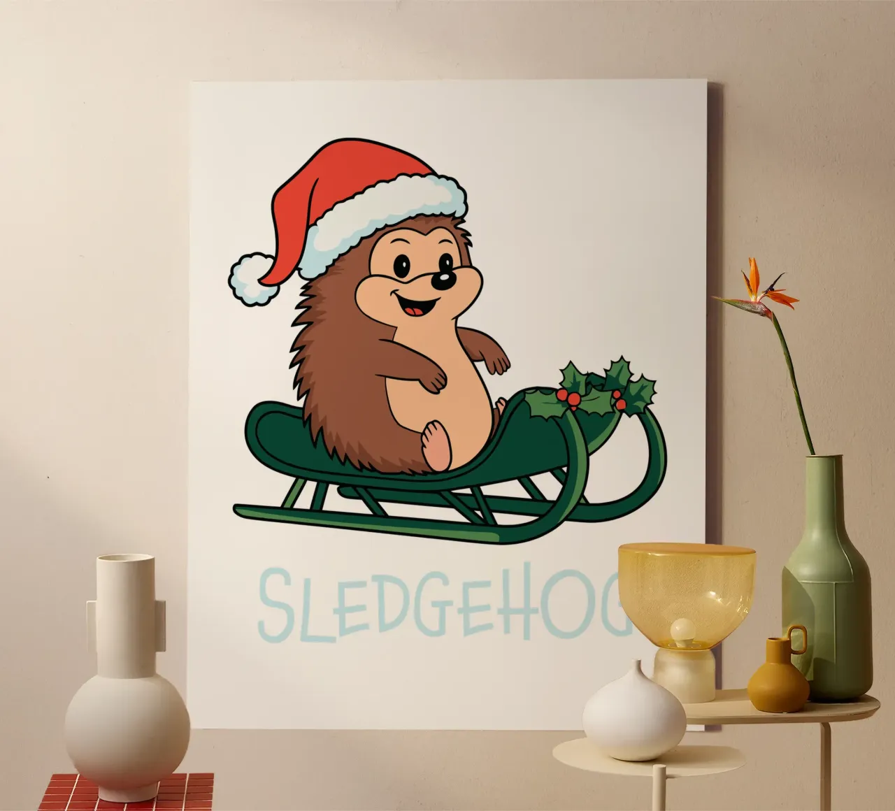 SLEDGEHOG Leinwand mit Schattenfugenrahmen von edsonramosart