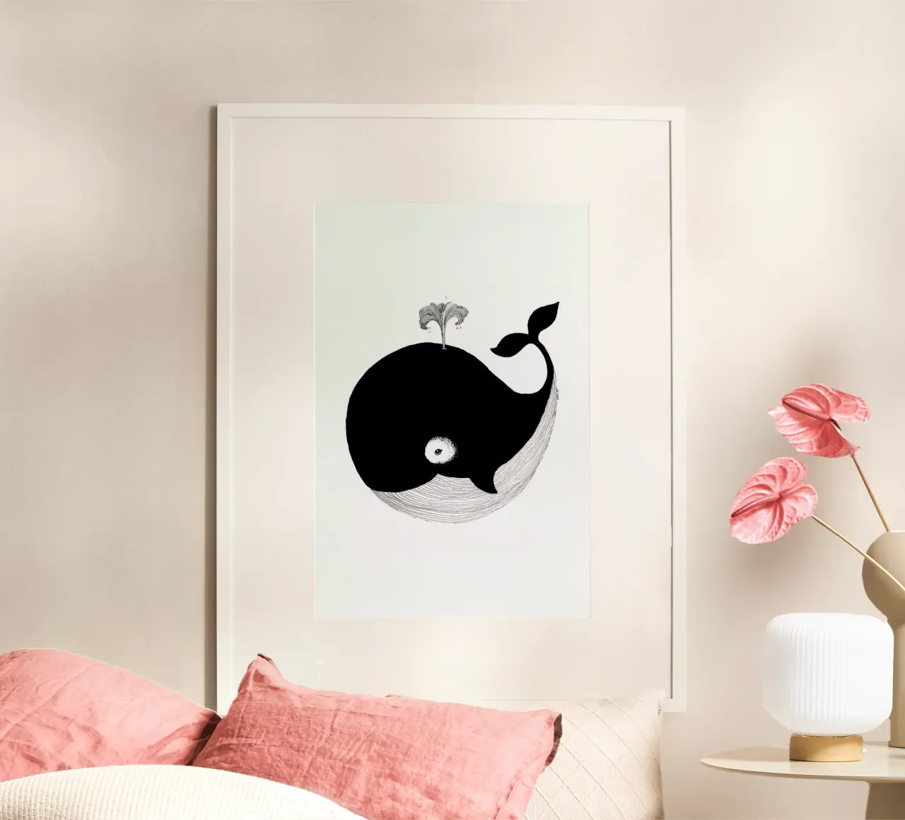 Whale poster con telaio in alluminio da Tvinkla