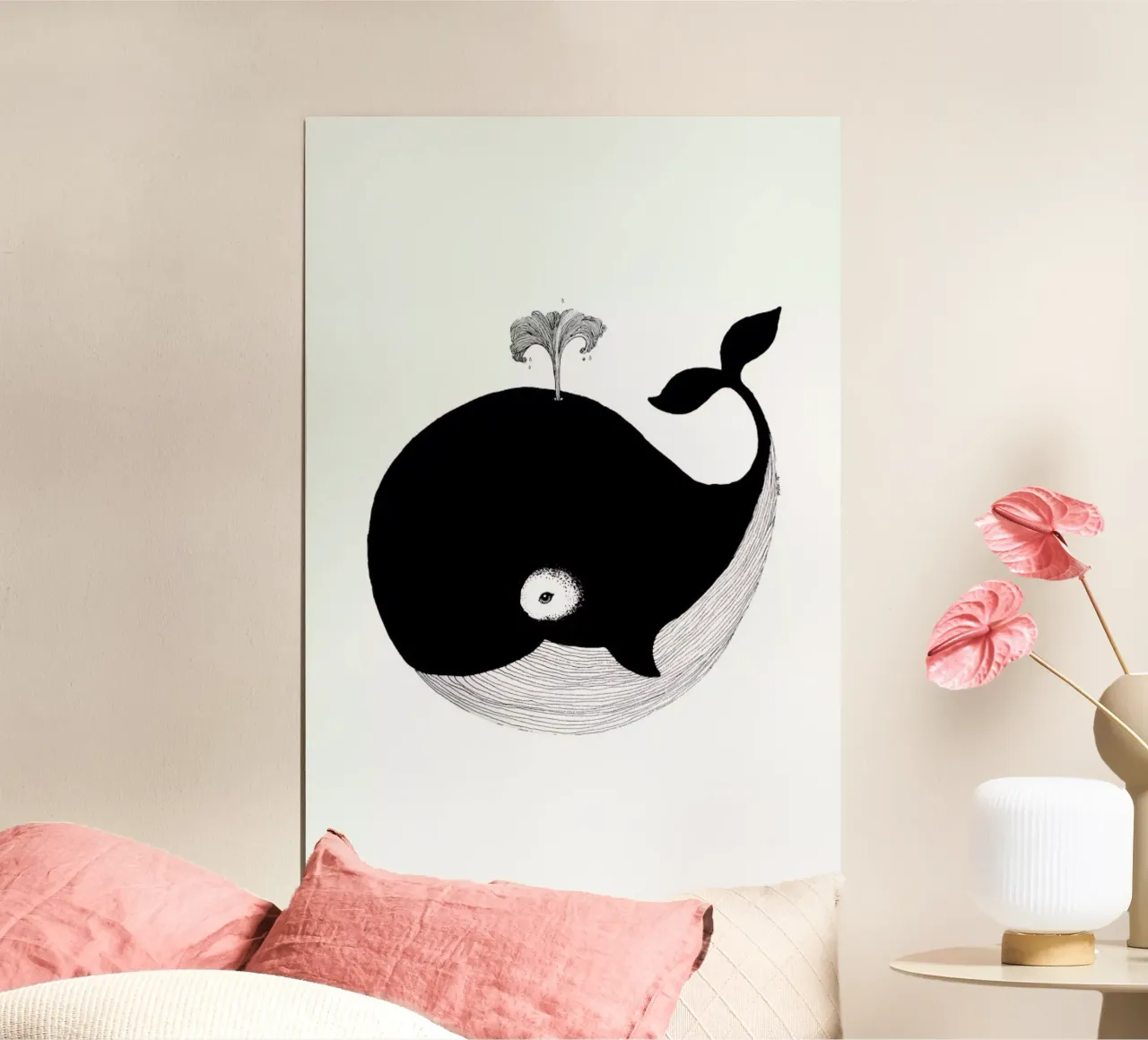 Whale poster con telaio in alluminio da Tvinkla