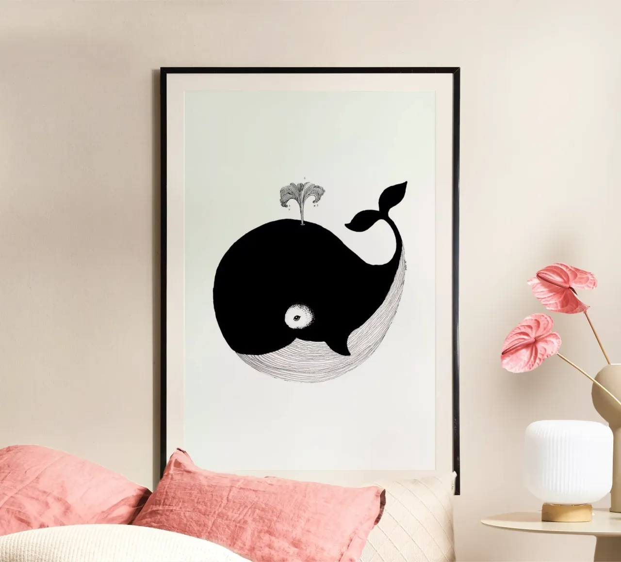 Whale poster con telaio in alluminio da Tvinkla